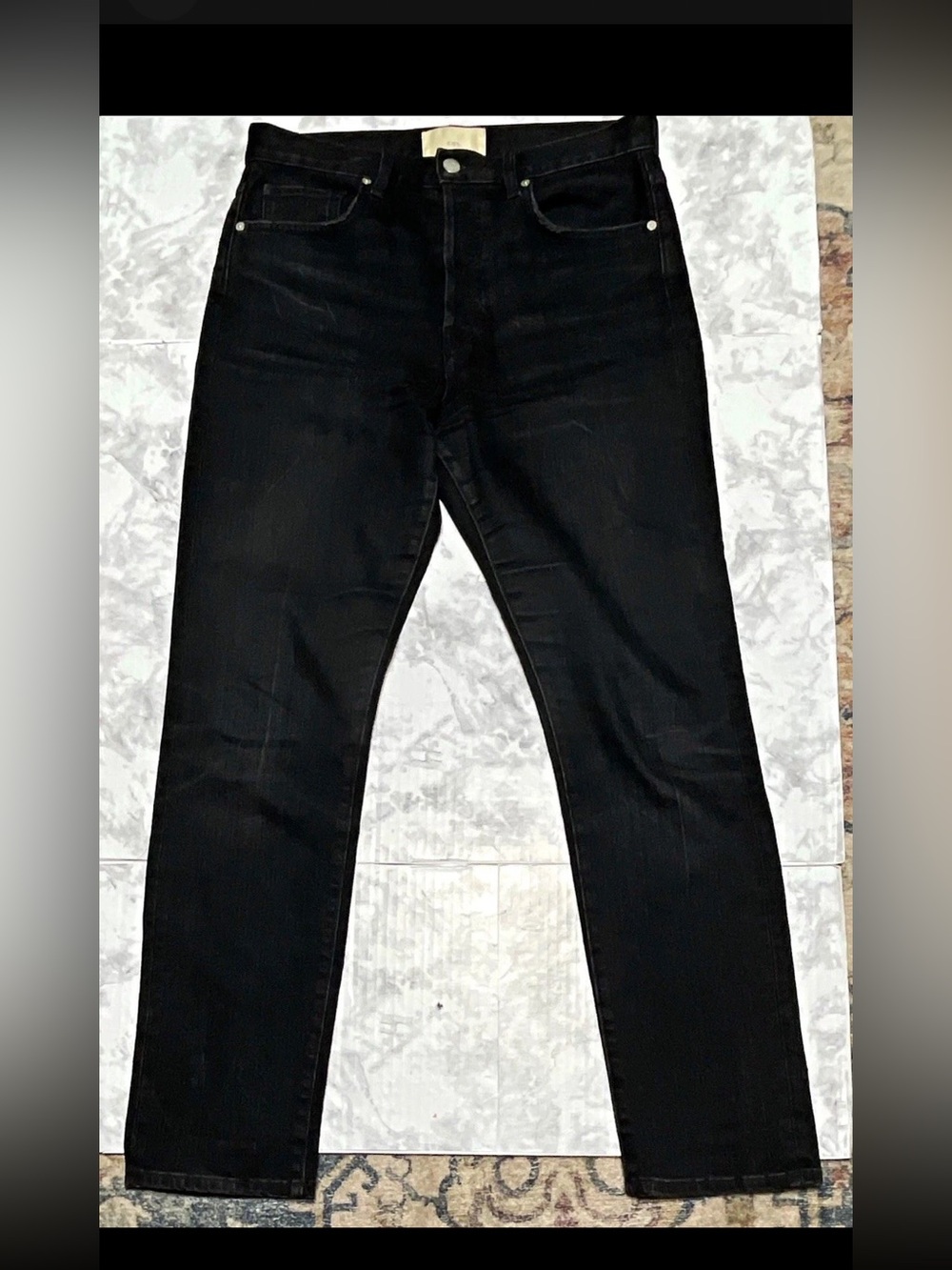 CQY Womens Denim The Vinyl Straight Leg Jeans  Motive Black washed stretch Sz 29